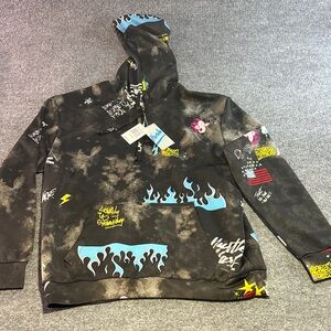 Fresh Graphic Crewneck Sweater - Black and Blue